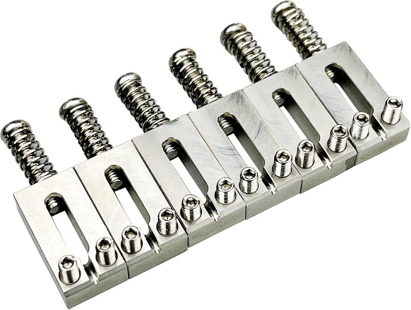Kaynes 6PCS 10.5mm Guitar Bridge Saddles – Stainless Steel Tremolo Bridges Saddle for Fender Telecaster Tele Stratocaster Strat Style Electric Guitar Replacement (10.5mm) - Image 1